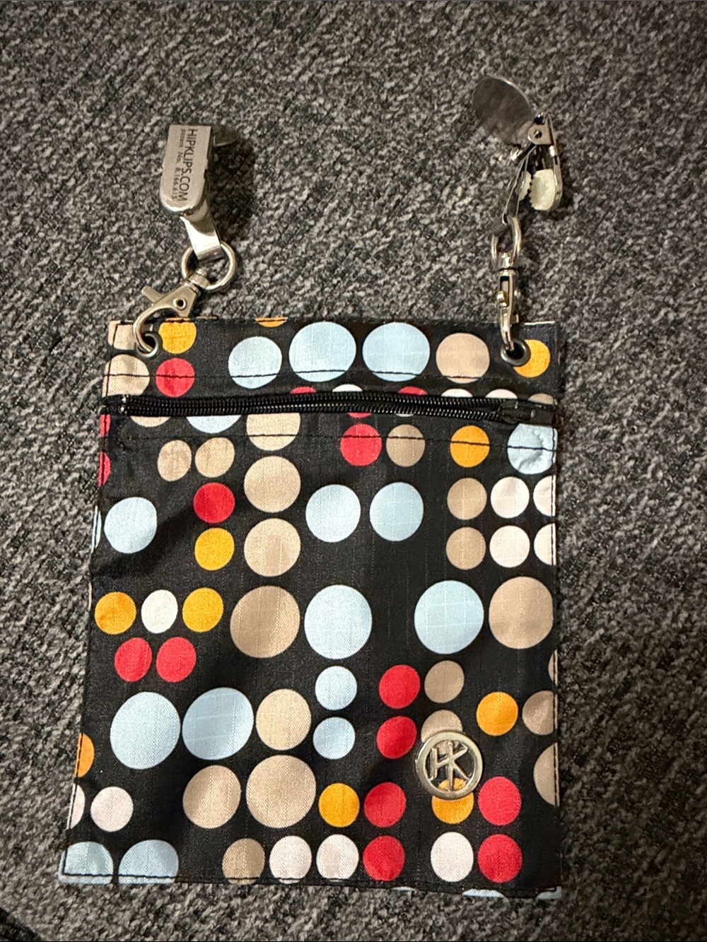 Kensie Black Mini Crossbody Pouch with Multicolor Dot Print